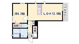 セントリビエ下滝野C 1LDKの間取図画像