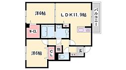 パストラル小野 2LDKの間取図画像