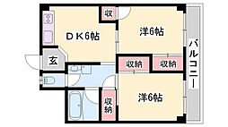 三木グリーンハイツ 2DKの間取図画像
