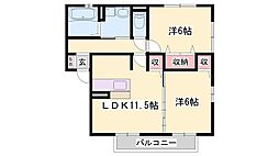グリーンコーポ尾上の松 2LDKの間取図画像