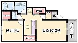 ラボール2 1LDKの間取図画像