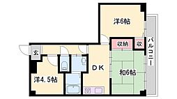 ロイヤルコーポ宝殿 3DKの間取図画像