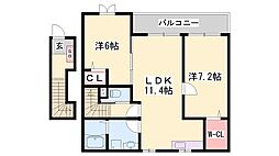 ブライトボナール 2LDKの間取図画像