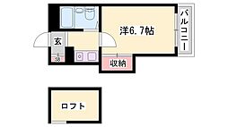 あさひハイツ加古川 1Kの間取図画像