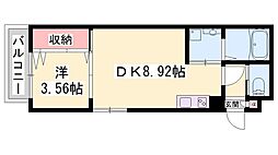 平岡町西谷アパート 1DKの間取図画像