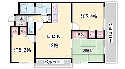プレステージ東加古川2 3LDKの間取図画像