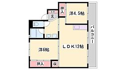 ビレッジハウス三草1棟 2LDKの間取図画像