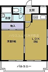 コスモ蓮井 1LDKの間取図画像