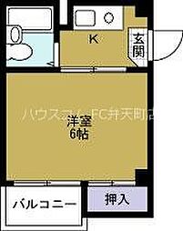 ヴィラ港晴 1Kの間取図画像