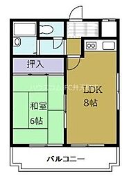 コスモ蓮井 1LDKの間取図画像