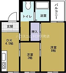 酉島マンション 2DKの間取図画像