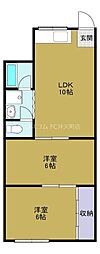 ハイツ南 2LDKの間取図画像
