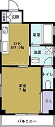 ヴィレッジ弁天 1DKの間取図画像