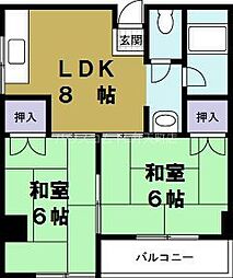 菊川マンション 2DKの間取図画像