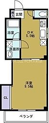 ヴィラ天保山 1DKの間取図画像