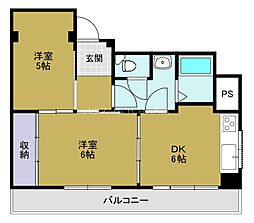 コータス.K.N. 2DKの間取図画像
