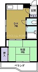 シルバーハイツ 1DKの間取図画像