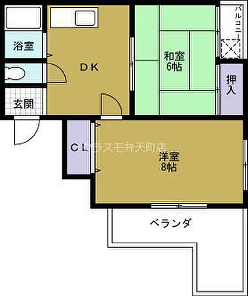 ハイツ山崎 ｜大阪府大阪市港区波除５丁目(賃貸マンション2DK・5階・40.00㎡)の写真 その2