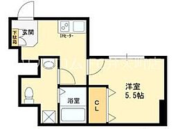 グランドゥール九条 1階1Kの間取り