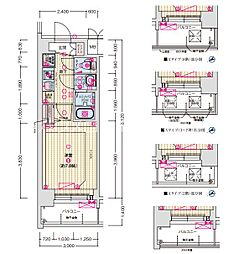 ソルテラス大阪BAYSTATIONSIDE 2階1Kの間取り