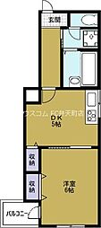 UTレジデンス弁天町 1階1DKの間取り
