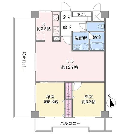2LDK 間取り