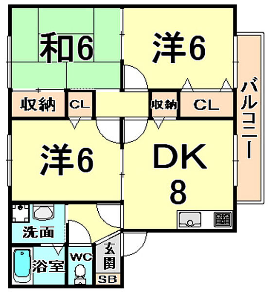 ドエルT ｜兵庫県尼崎市武庫之荘本町３丁目(賃貸マンション3DK・2階・60.00㎡)の写真 その2