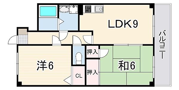 パインビラ武庫北 ｜兵庫県尼崎市常松２丁目(賃貸マンション2LDK・1階・50.20㎡)の写真 その2