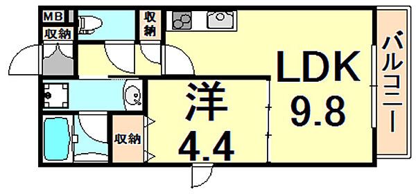 ヴィラージュ　M ｜兵庫県西宮市甲子園口北町(賃貸マンション1LDK・1階・35.28㎡)の写真 その2