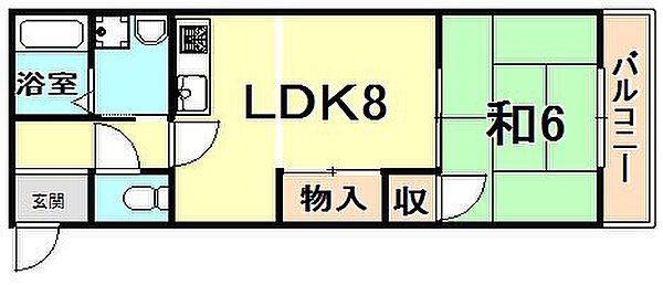 兵庫県西宮市門戸荘(賃貸マンション2K・2階・35.72㎡)の写真 その2