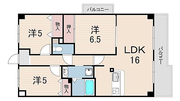 レフィナード ｜兵庫県西宮市広田町(賃貸マンション3LDK・3階・72.00㎡)の写真 その2