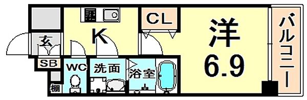 エス・キュート尼崎 ｜兵庫県尼崎市長洲本通１丁目(賃貸マンション1K・6階・24.00㎡)の写真 その2