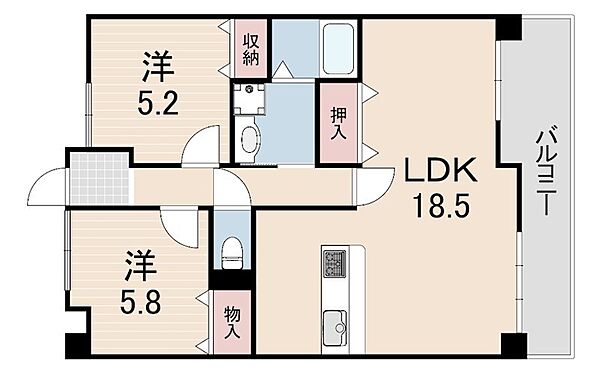 デイグラン　シャンドフルール ｜兵庫県尼崎市田能１丁目(賃貸マンション2LDK・1階・73.74㎡)の写真 その2