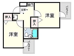 セレーノ門戸 4階2Kの間取り