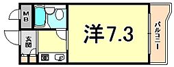 ジョイフル武庫之荘1 1階ワンルームの間取り