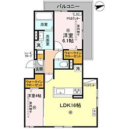 D-RESIDENCE上甲子園 3階2LDKの間取り