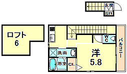 あんしん稲葉荘08-2001 2階ワンルームの間取り