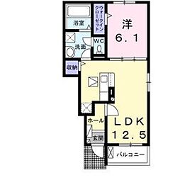 コンフォール北園 1階1LDKの間取り