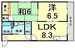 JR東海道・山陽本線 尼崎駅 徒歩20分の賃貸アパート 1階2LDKの間取り