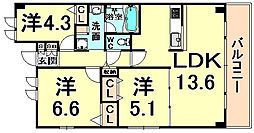 LE PORTE-BONHEUR 3階3LDKの間取り