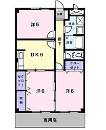 フリーダム常吉 3DKの間取図画像