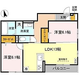 FIELD COURT 2LDKの間取図画像