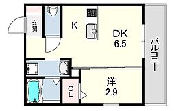GAZELLE NOAH尼崎尾浜II 1DKの間取図画像