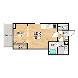 (仮称)ジーメゾン立花フロスト 1LDKの間取図画像