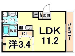 イリス・アール 1LDKの間取図画像