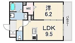 ディアコート立花 1LDKの間取図画像