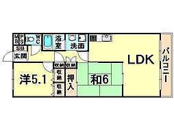 ケーフィル塚口 2LDKの間取図画像