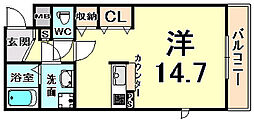 サン・アムール ワンルームの間取図画像