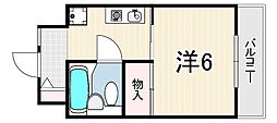 オークハイツ 1Kの間取図画像