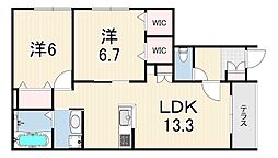 (仮称)伊丹市平松6丁目へーベルメゾン 2LDKの間取図画像